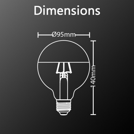 Ampoule LED G95 Gold, culot E27, 8W cons. (62W eq.), 360 lumens, lumière blanc chaud