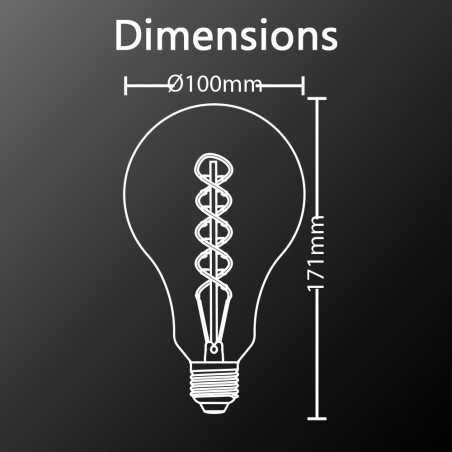 Ampoule LED géante, culot E27, 4W cons. (27W eq.), lumière blanc chaud