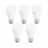Lot x5 Ampoules LED standard, culot E27, cons. 9W, eq. 60W, blanc chaud