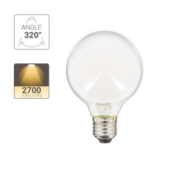 Ampoule LED G80 Opaque, culot E27, conso. 6,5W, 806 Lumens, Blanc chaud