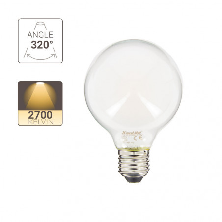 Ampoule LED G80 Opaque, culot E27, conso. 6,5W, 806 Lumens, Blanc chaud