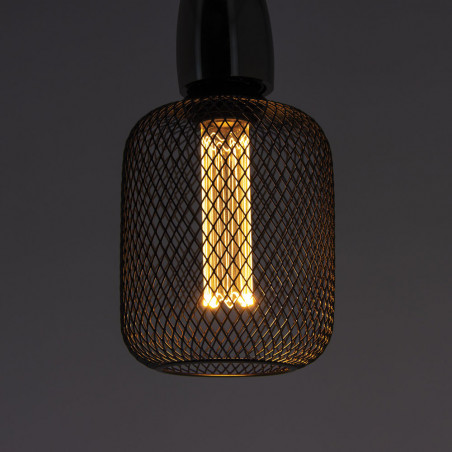Ampoule Déco Cage Cylindre Noir, culot E27, Hologramme, Blanc chaud