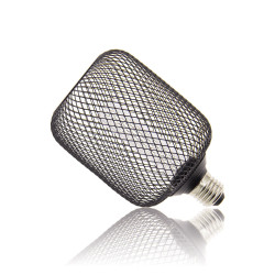 Ampoule Déco Cage Cylindre Noir, culot E27, Hologramme, Blanc chaud