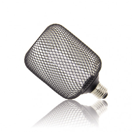 Ampoule Déco Cage Cylindre Noir, culot E27, Hologramme, Blanc chaud